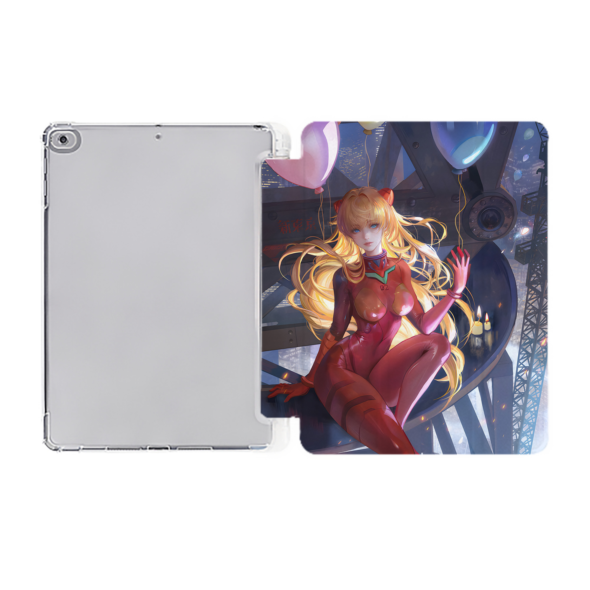 （画像用） EVA 新世紀エヴァンゲリオン IPad ケース ペン収納付き 三つ折りスタンド PUレザー×シリコン 対応機種9.5/10.5/10.9インチ